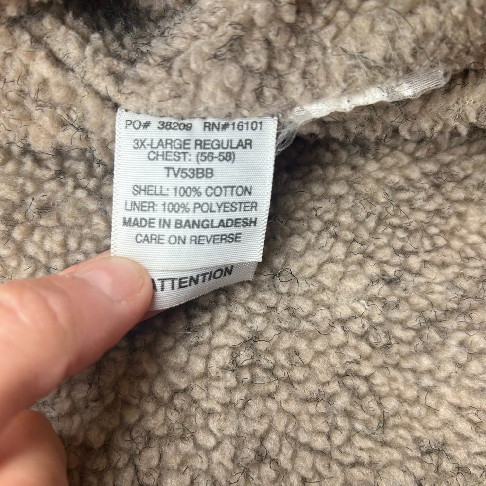 CE Schmidt Full Zip Sherpa Lined Canvas Vest Mens 3XL Brown Outdoor Workwear - Picture 11 of 16